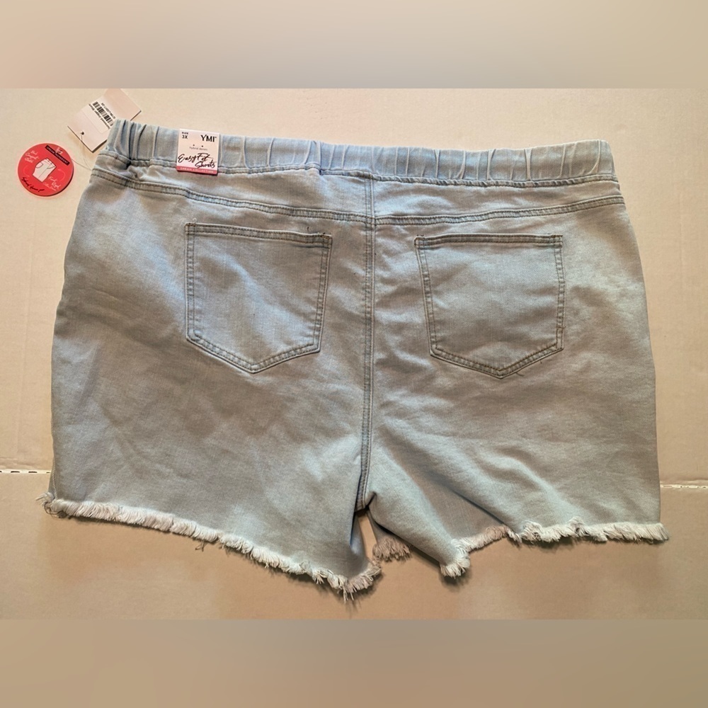 YMI Womens Dream Collection High Rise Tie Waist Distressed Shorts Size 3X - Picture 3 of 13
